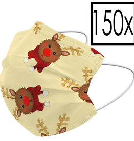 NoXx NoXx Wegwerp 3-laags Mondkapje Rendier - 150 Stuks