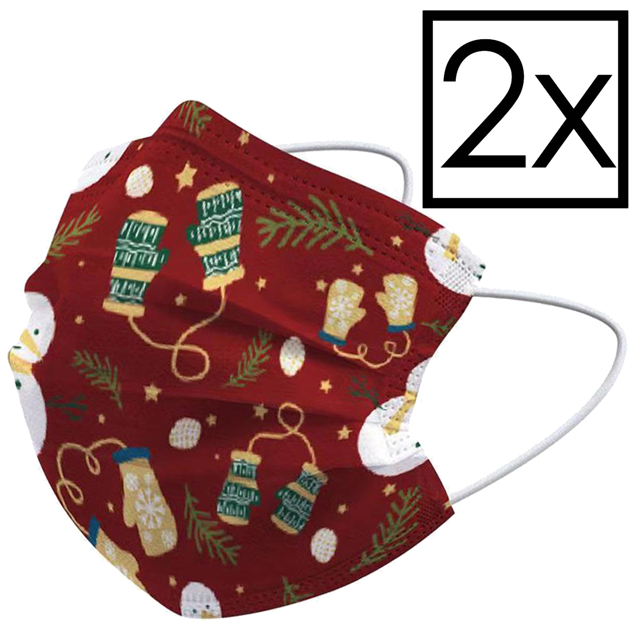 NoXx Mondkapje Wegwerp Mondmasker Kerst Universeel Niet Medisch Wanten - 2x