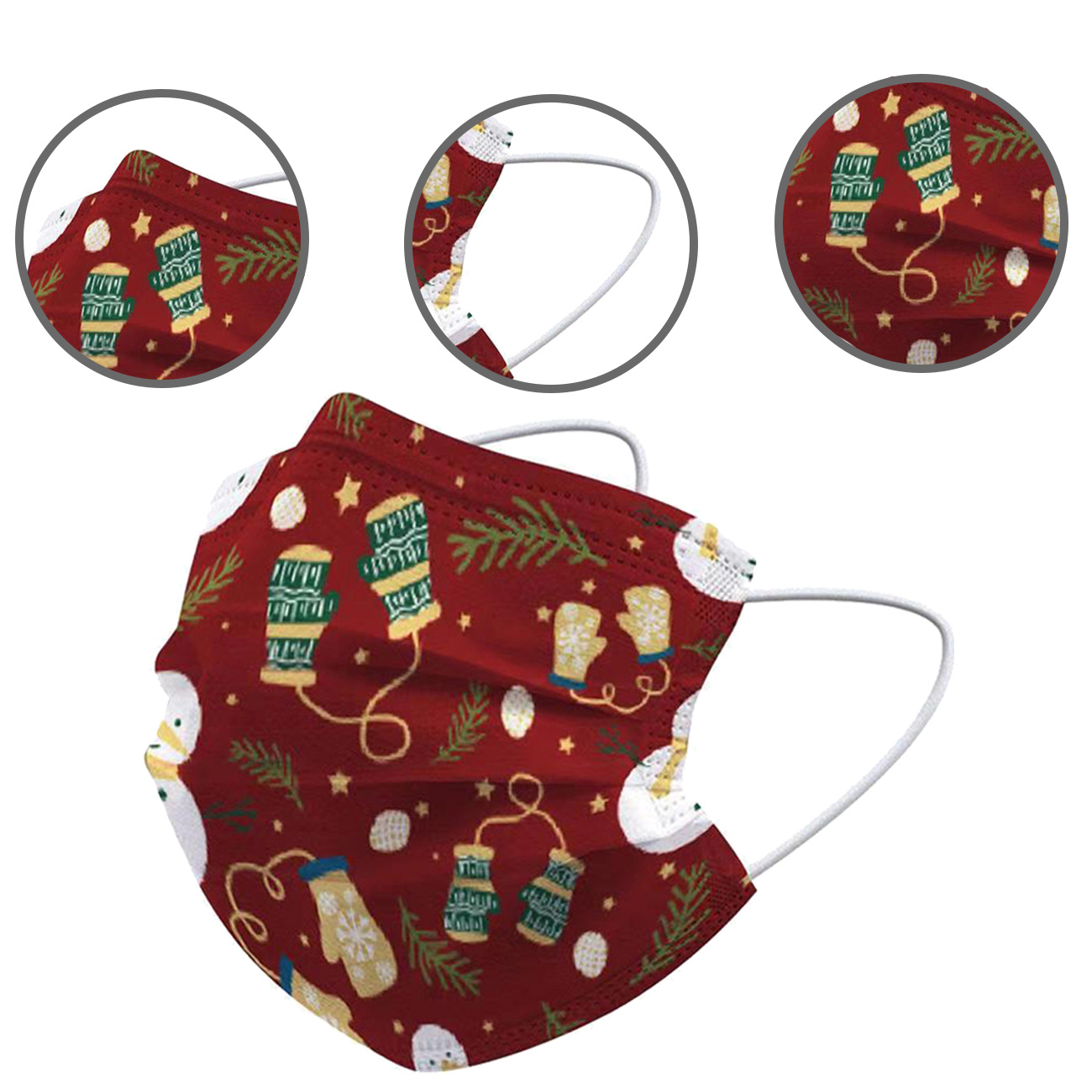 NoXx Mondkapje Wegwerp Mondmasker Kerst Universeel Niet Medisch Wanten - 25x