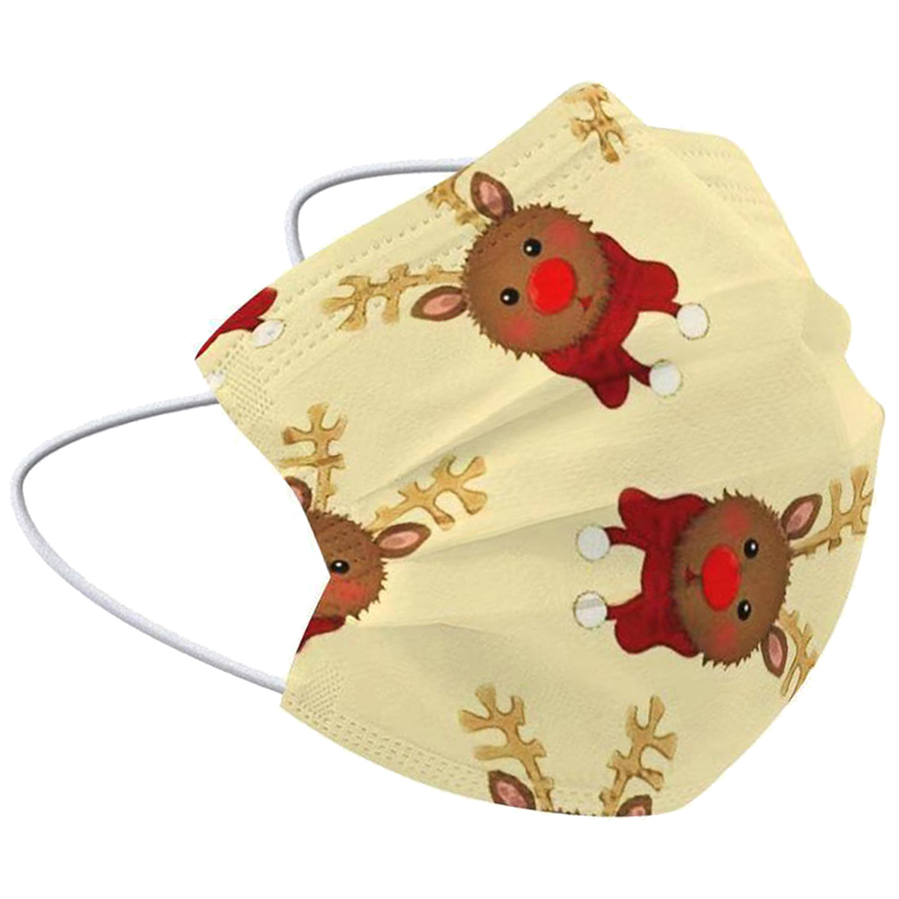 Nomfy Mondkapje Kerst Wegwerp Geel - Mondmasker Wegwerp Niet Medisch Mondkapje Rendier - Kerst Mondkapje Wegwerp Universeel - 1 Stuks