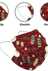 Nomfy Mondkapje Kerst Wegwerp Rood - Mondmasker Wegwerp Niet Medisch Mondkapje Wanten - Kerst Mondkapje Wegwerp Universeel - 50 Stuks
