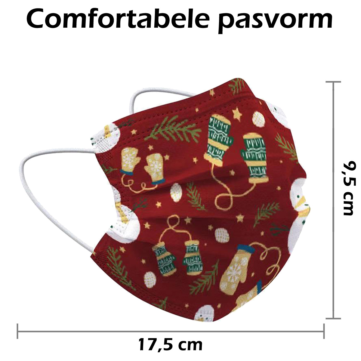Nomfy Mondkapje Kerst Wegwerp Rood - Mondmasker Wegwerp Niet Medisch Mondkapje Wanten - Kerst Mondkapje Wegwerp Universeel - 25 Stuks