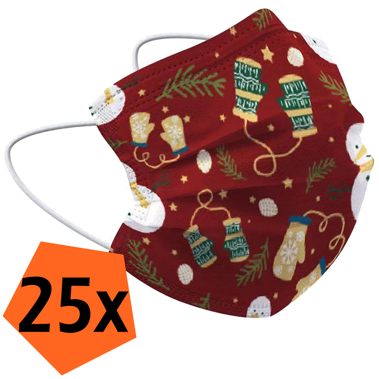 Nomfy Mondkapje Kerst Wegwerp Rood - Mondmasker Wegwerp Niet Medisch Mondkapje Wanten - Kerst Mondkapje Wegwerp Universeel - 10 Stuks