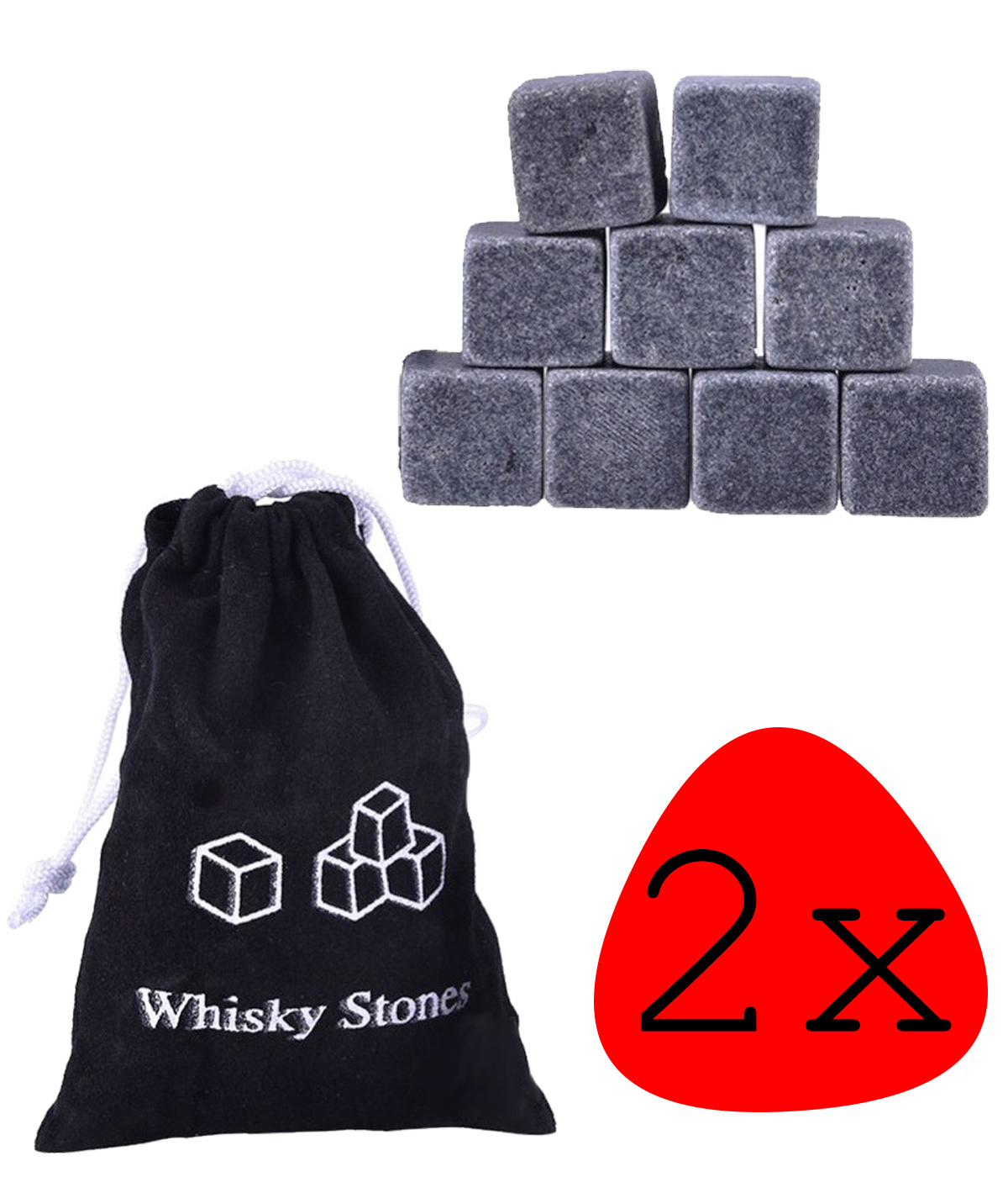 BASEY. Whiskey Stenen IJsblokjes - Whisky Stones Herbruikbaar - IJsblok Whiskey Steen Herbruikbaar - 18 Stuks