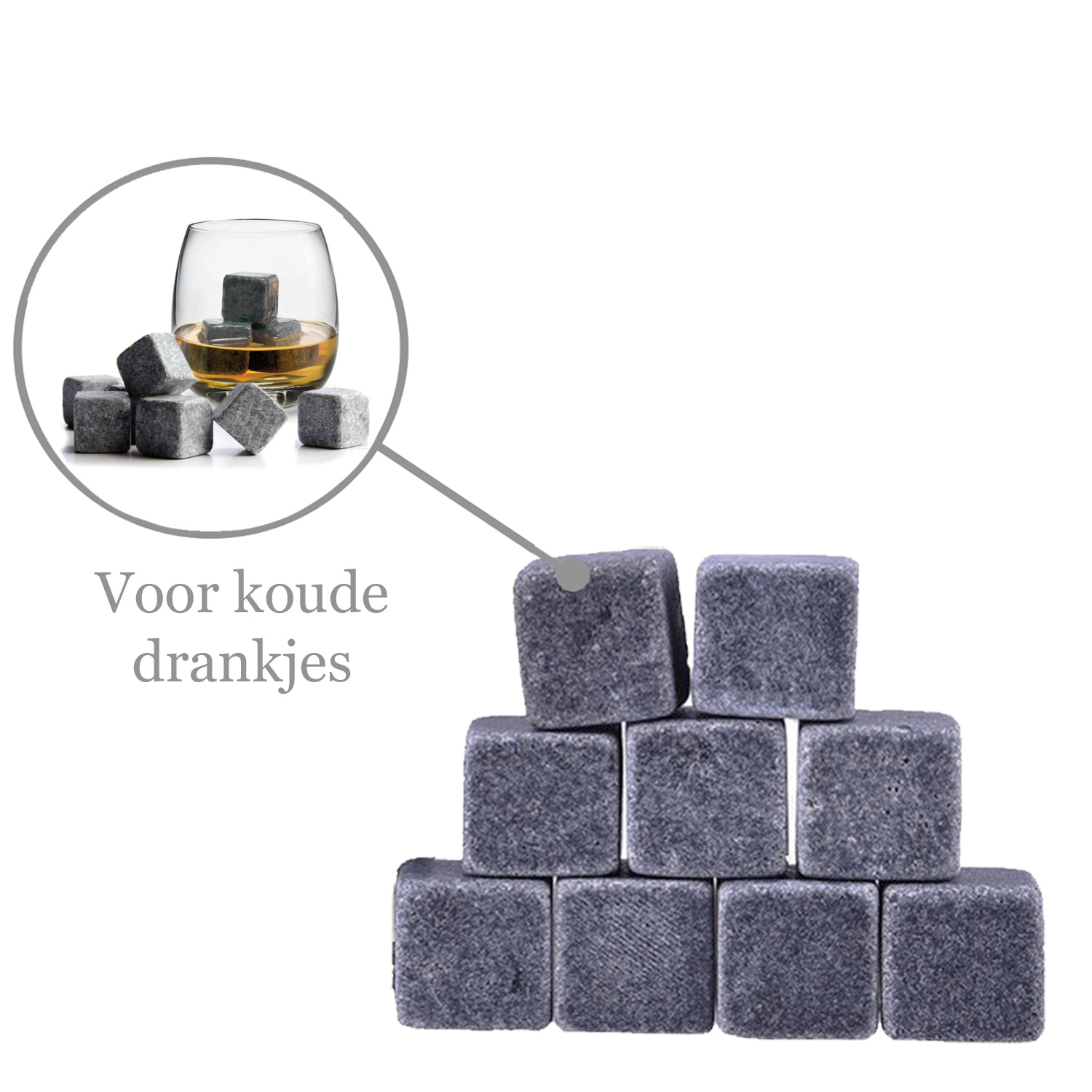 Nomfy Whiskey Stenen Voor Koude Drankjes - Herbruikbare Whiskey Stones - Whiskeystenen IJsblokjes - 9 Stuks