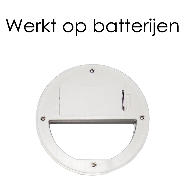 NoXx Selfie Ring Light Met Clip Wit Selfie Ring Lamp Universeel Op Batterij - Wit
