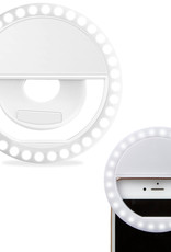 BASEY. Selfie Ring Light Universeel - Selfie Ring Lamp Met Clip Universeel - Selfie Ringlight LED Light Oplaadbaar - Wit