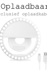 BASEY. Selfie Ring Light Universeel - Selfie Ring Lamp Met Clip Universeel - Selfie Ringlight LED Light Oplaadbaar - Wit