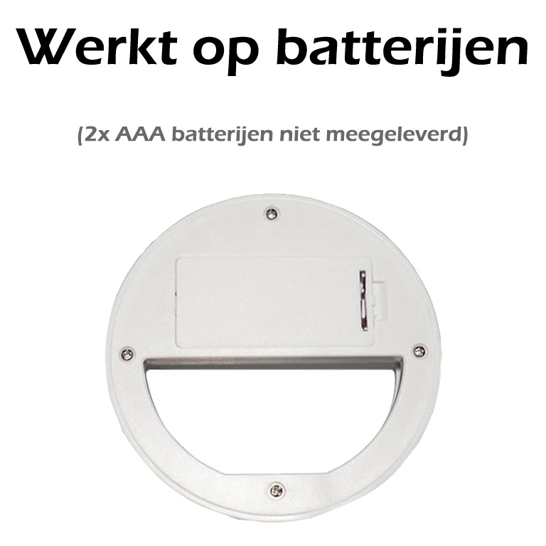 Nomfy Selfie Ring Light LED Licht Wit - Universele Selfie Ring Lamp Wit - Selfie Ringlight Met Clip Op Batterij - Wit