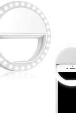 BASEY. Selfie Ring Light Universeel - Selfie Ring Lamp Met Clip Universeel - Selfie Ringlight LED Light Op Batterij - Wit