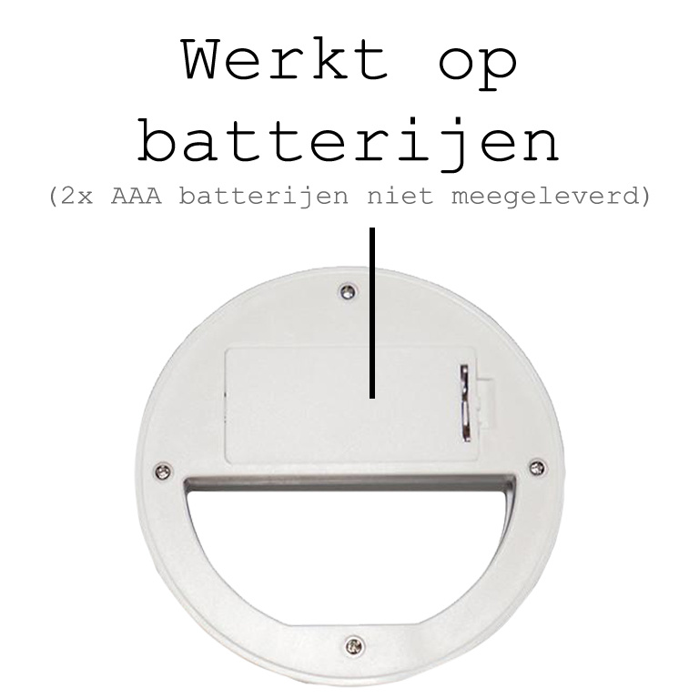 BASEY. Selfie Ring Light Universeel - Selfie Ring Lamp Met Clip Universeel - Selfie Ringlight LED Light Op Batterij - Wit