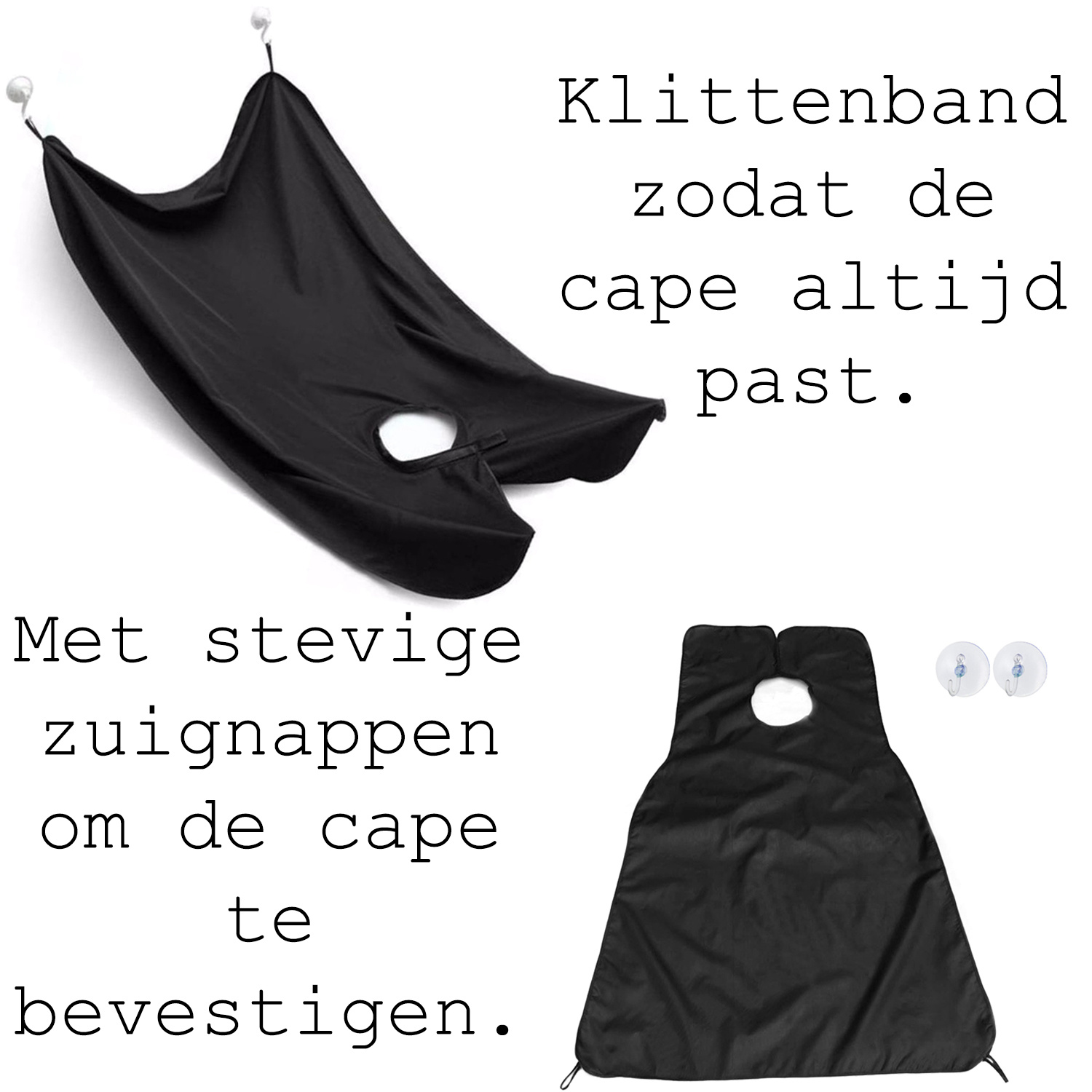 BASEY. Baard Schort Voor Scheren Beard Cape Haar Opvangen - Baardschort Zwart