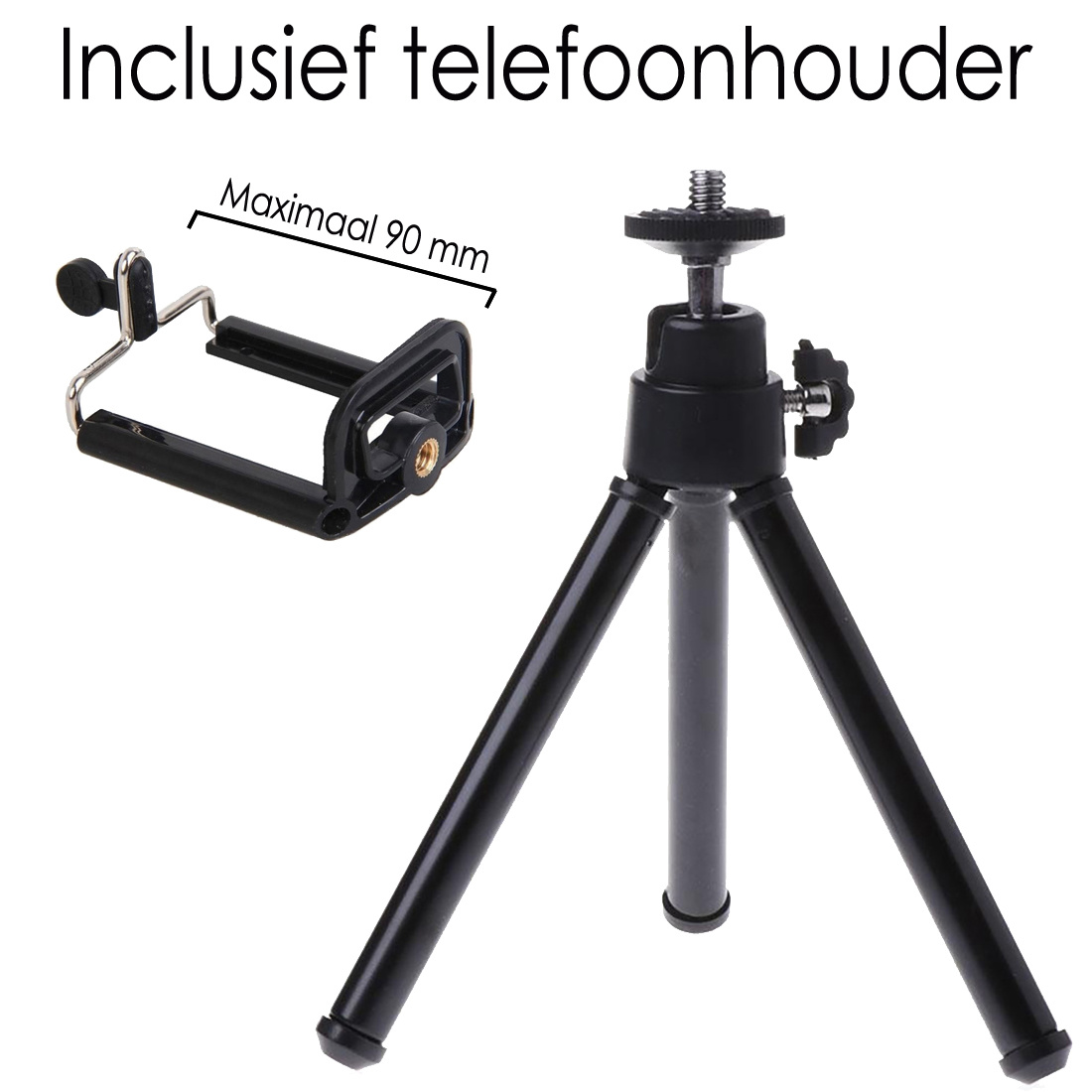 NoXx Tripod Smartphone Camera Houder Tripod Universeel Aluminium - Zwart