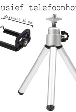 BASEY. Tripod Smartphone Camera Houder - Statief Telefoon En Camera - Tripod Universeel Aluminium - Zilver