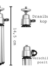 BASEY. Tripod Smartphone Camera Houder - Statief Telefoon En Camera - Tripod Universeel Aluminium - Zilver