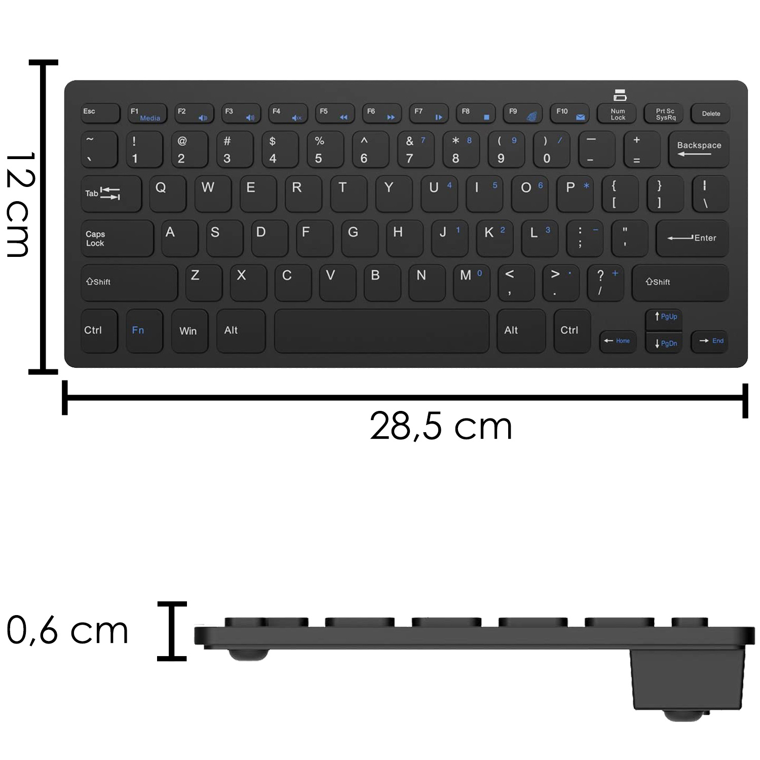 NoXx Draadloos Toetsenbord Bluetooth Wireless Keyboard Universeel Zwart