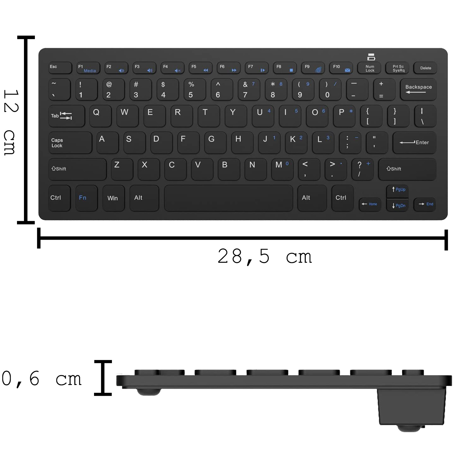 BASEY. Draadloos Toetsenbord Bluetooth Keyboard - Bluetooth Toetsenbord Draadloos Universeel - Wireless Keyboard - Zwart