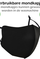 Nomfy Mondkapje Wasbaar Zwart Verstelbaar Mondmasker Wasbaar Mondkapje Wasbare Mondkapjes Universeel Verstelbaar Zwart - 3 PACK