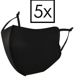 NoXx NoXx Verstelbaar Wasbaar mondmasker - Zwart - 5 PACK