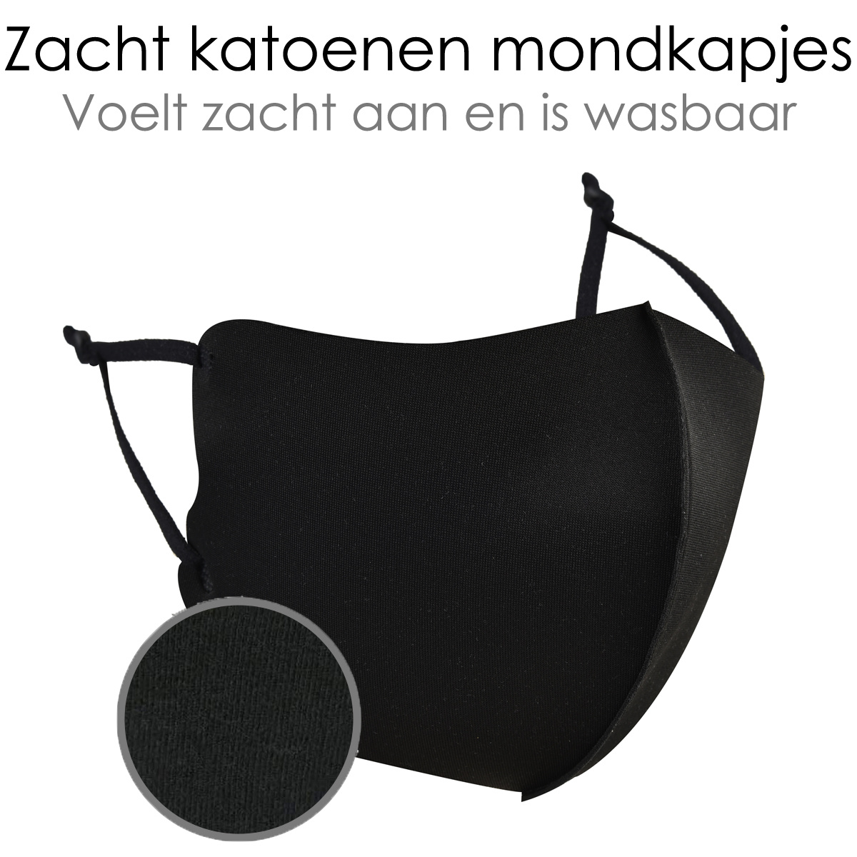 NoXx Mondkapje Wasbaar Universeel Verstelbaar Mondmasker Wasbaar Niet Medisch Zwart - 5x