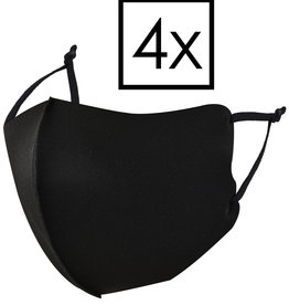 NoXx NoXx Verstelbaar Wasbaar mondmasker - Zwart - 4 PACK
