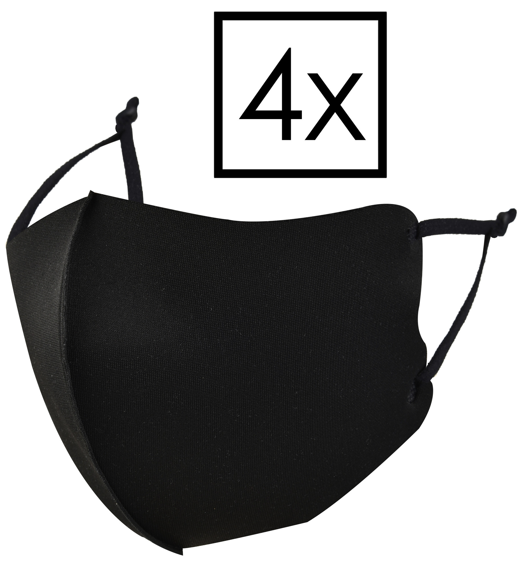 NoXx Mondkapje Wasbaar Universeel Verstelbaar Mondmasker Wasbaar Niet Medisch Zwart - 4x