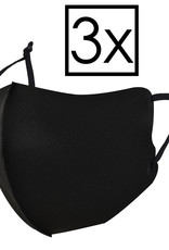 NoXx Mondkapje Wasbaar Universeel Verstelbaar Mondmasker Wasbaar Niet Medisch Zwart - 3x