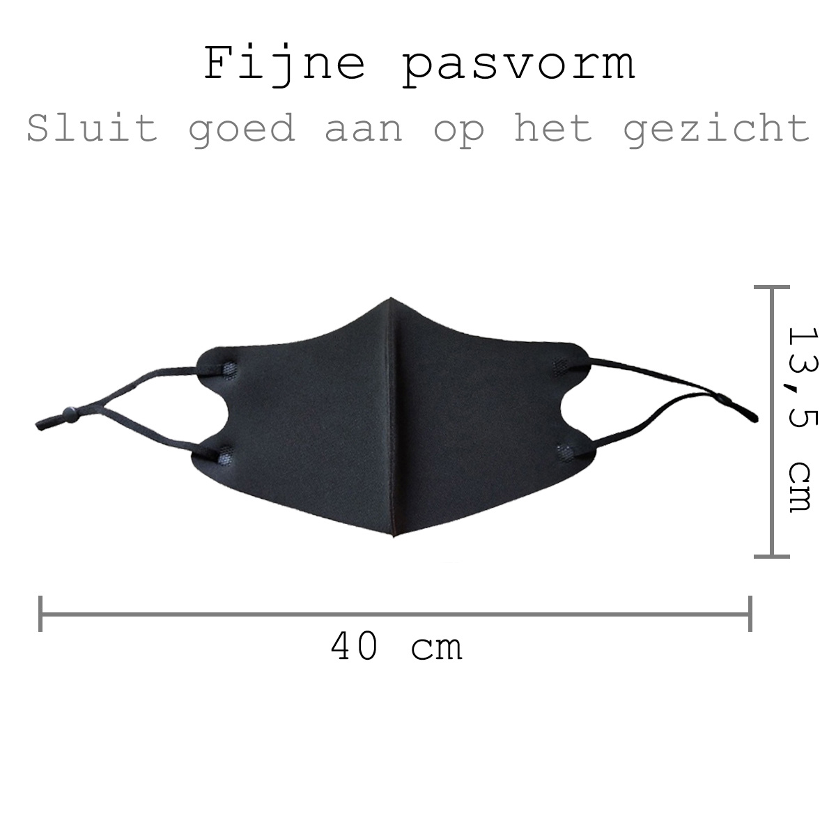 BASEY. Wasbaar Mondkapje Zwart Verstelbaar Wasbaar Mondmasker Elastisch Mondkapjes - 5 stuks