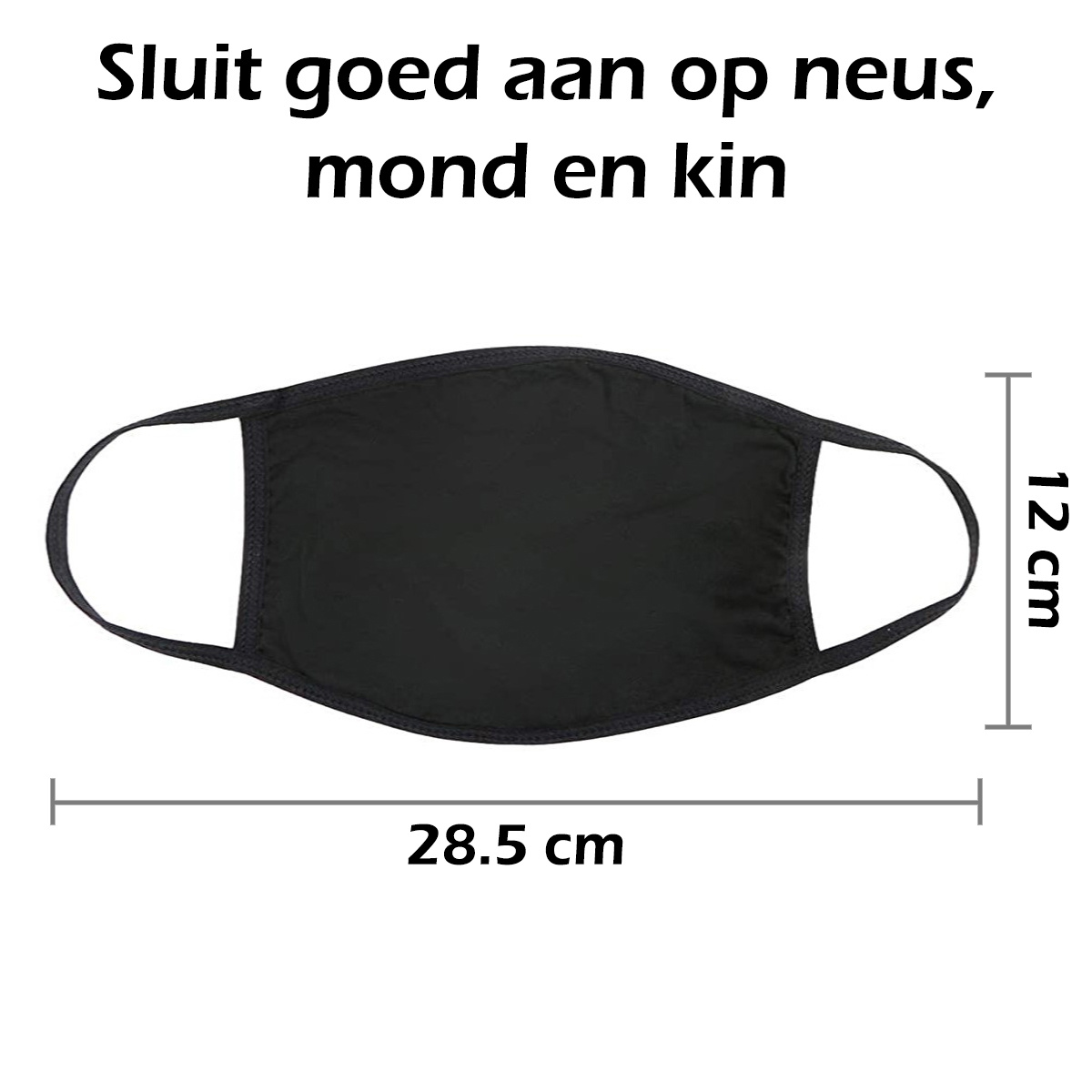 Nomfy Mondkapje Wasbaar Zwart Katoenen Mondmasker Wasbaar Mondkapje Wasbare Mondkapjes Universeel Katoen Zwart - 10 PACK