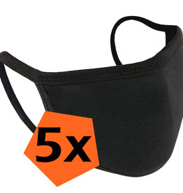 Nomfy Nomfy Wasbaar mondmasker katoen - Zwart - 5 PACK