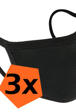 Nomfy Mondkapje Wasbaar Zwart Katoenen Mondmasker Wasbaar Mondkapje Wasbare Mondkapjes Universeel Katoen Zwart - 3 PACK
