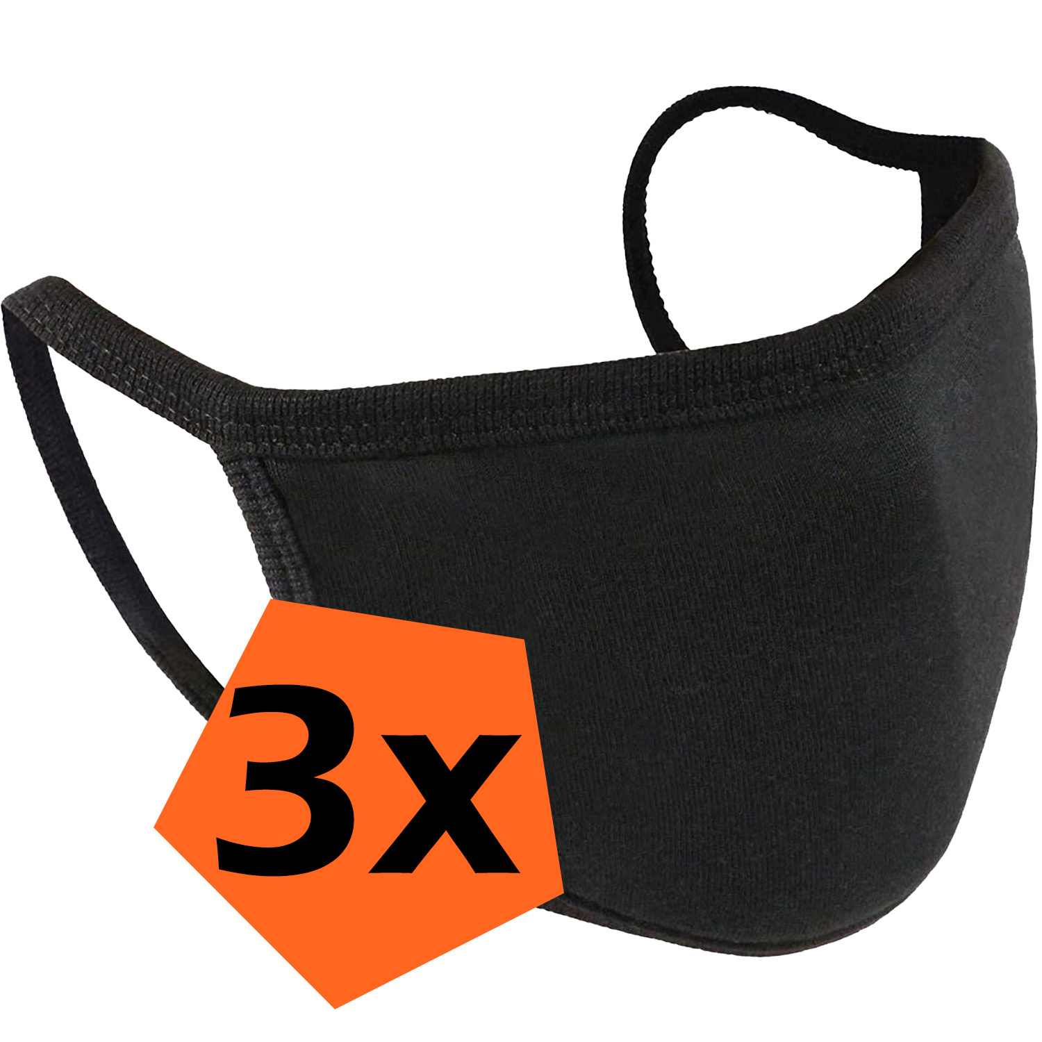 Nomfy Mondkapje Wasbaar Zwart Katoenen Mondmasker Wasbaar Mondkapje Wasbare Mondkapjes Universeel Katoen Zwart - 3 PACK