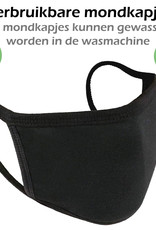 Nomfy Mondkapje Wasbaar Zwart Katoenen Mondmasker Wasbaar Mondkapje Wasbare Mondkapjes Universeel Katoen Zwart - 3 PACK