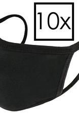 NoXx Mondkapje Wasbaar Universeel Katoen Mondmasker Wasbaar Niet Medisch Zwart - 10x