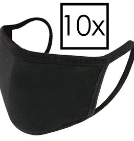 NoXx Wasbaar mondmasker katoen - Zwart - 10 PACK