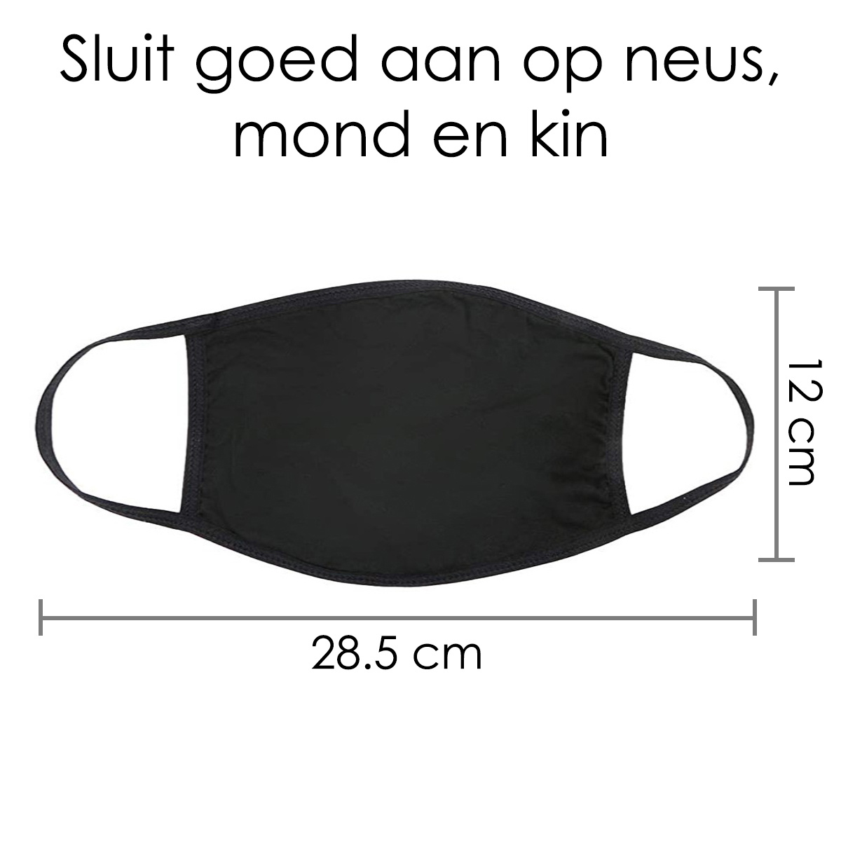 Mondkapje Wasbaar Universeel Katoen Mondmasker Wasbaar Niet Medisch Zwart - 5x