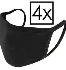 NoXx Wasbaar mondmasker katoen - Zwart - 4 PACK