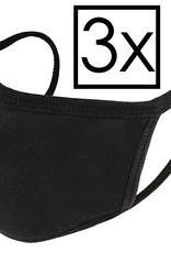 NoXx Mondkapje Wasbaar Universeel Katoen Mondmasker Wasbaar Niet Medisch Zwart - 3x
