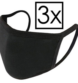 NoXx Wasbaar mondmasker katoen - Zwart - 3 PACK