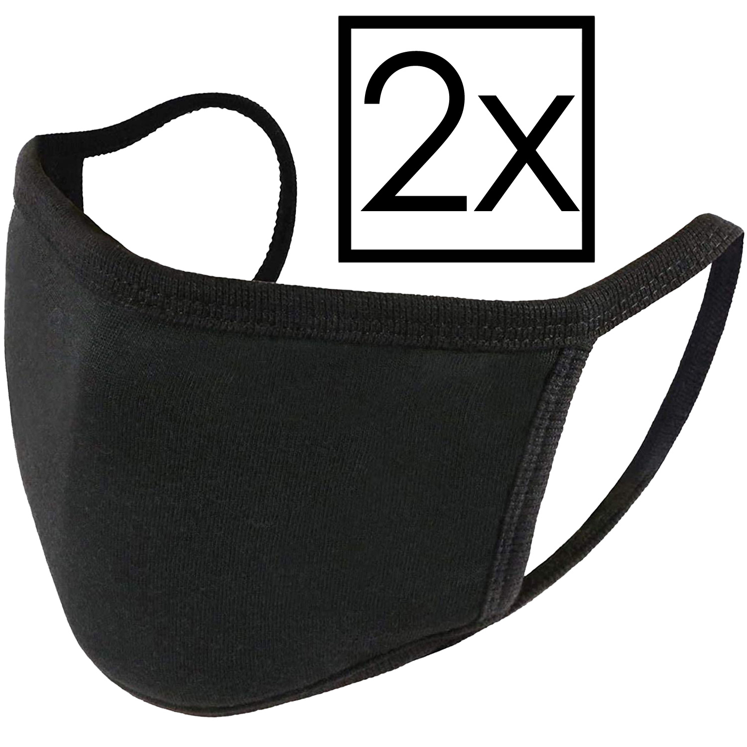 NoXx Mondkapje Wasbaar Universeel Katoen Mondmasker Wasbaar Niet Medisch Zwart - 2x