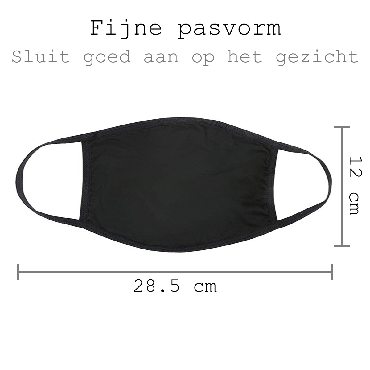 BASEY. Wasbaar Mondkapje Zwart Katoen Wasbaar Mondmasker Elastisch Mondkapjes - 10 stuks