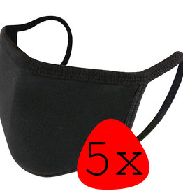 BASEY. BASEY. Wasbaar mondmasker katoen - Zwart - 5 PACK