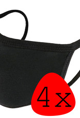 BASEY. Wasbaar Mondkapje Zwart Katoen Wasbaar Mondmasker Elastisch Mondkapjes - 4 stuks