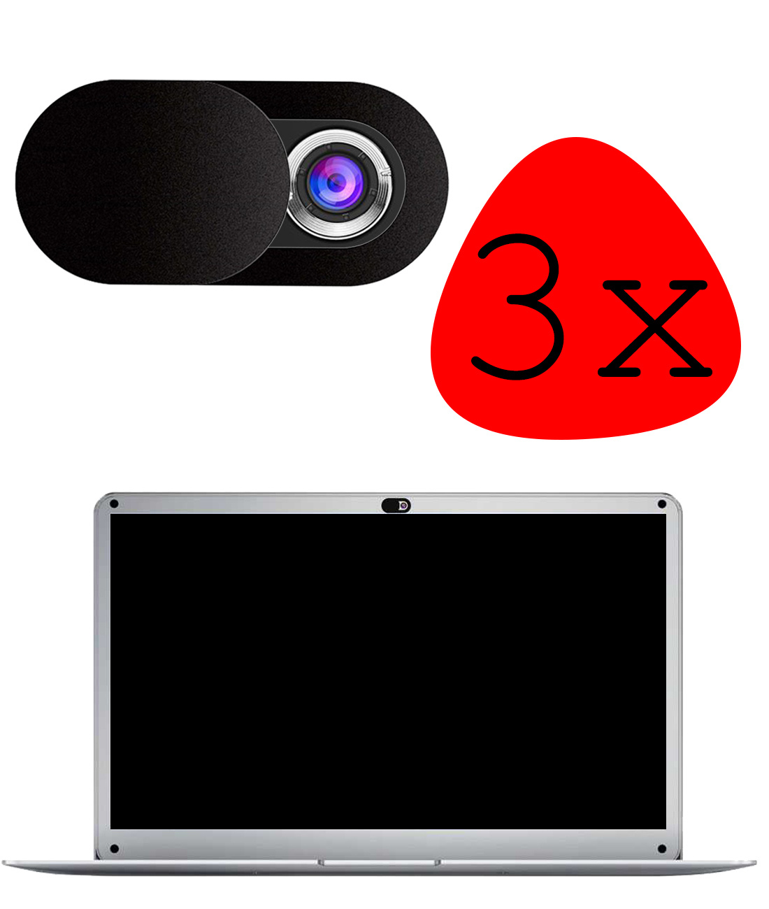 BASEY. Webcam Cover Privacy Universeel - Laptop Camera Cover Voor Privacy - Smartphone Camera Privacy Beschermer Camera Tablet - Zwart - 3 Stuks