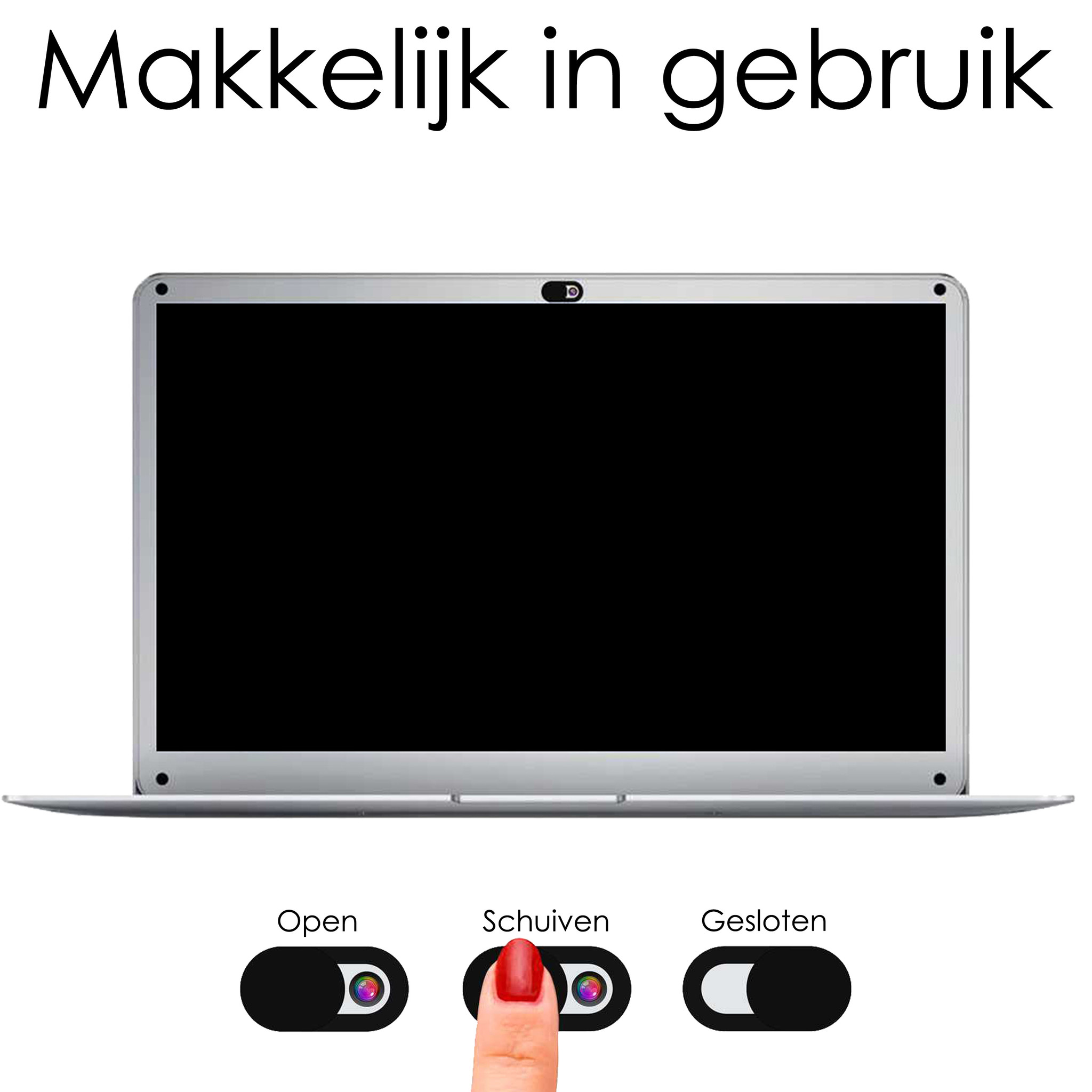 NoXx Webcam Cover Zwart Privacy Universeel Schuifje Privacy Bescherming - 2x