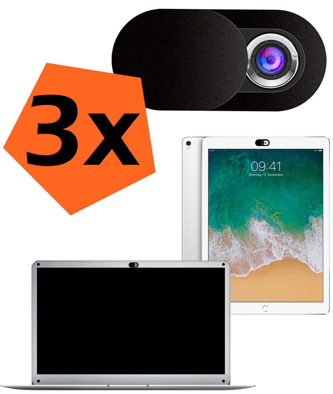 Nomfy Webcam Cover Schuifje Zwart - Universeel Privacy Cover Webcam Zwart - Webcam Privacy Cover Schuifje Geschikt Voor Laptop, Tablet, Smartphone Cover Webcam Zwart - 3x