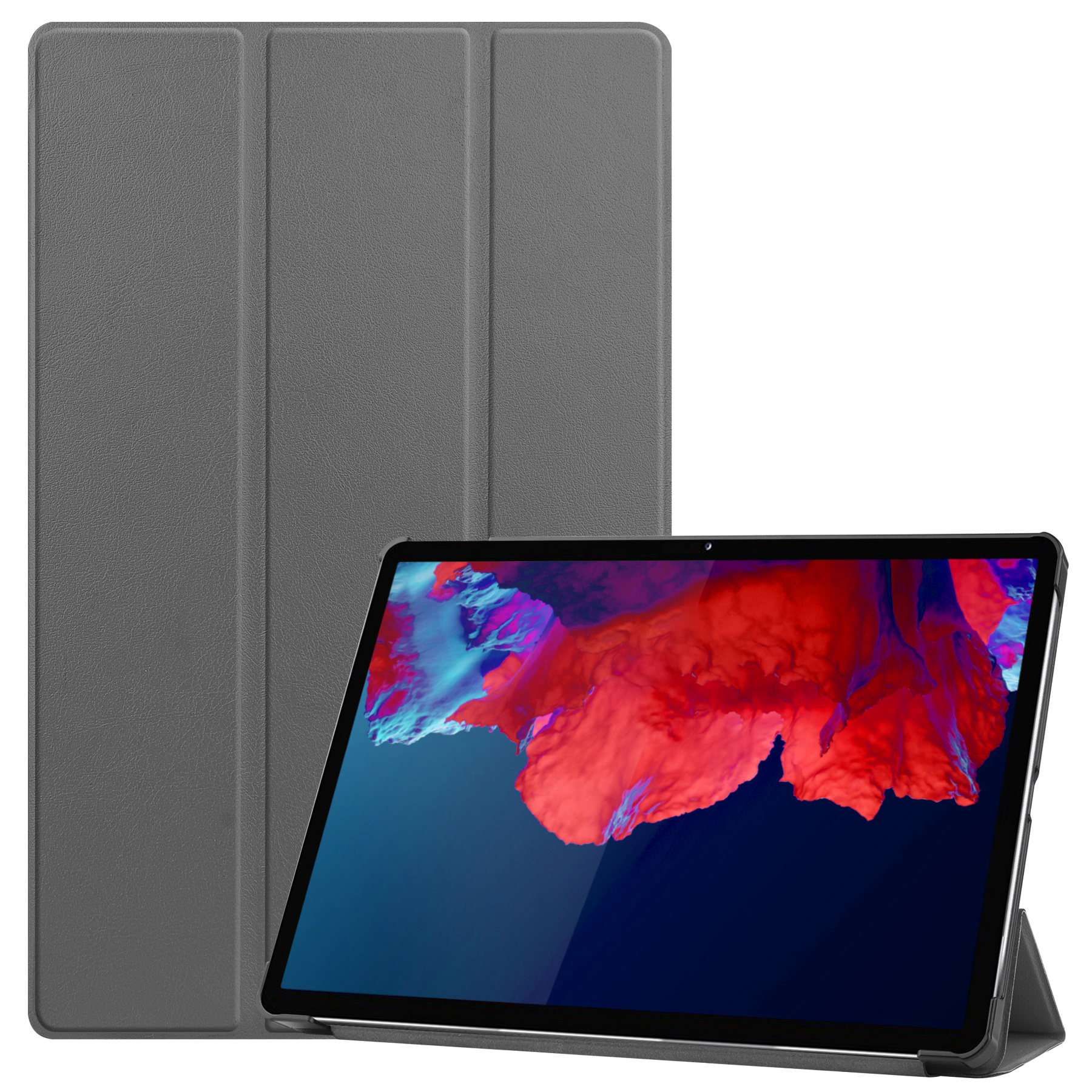 BASEY. Hoesje Geschikt voor Lenovo Tab P11 Hoes Case Tablet Hoesje Tri-fold - Hoes Geschikt voor Lenovo Tab P11 Hoesje Hard Cover Bookcase Hoes - Grijs