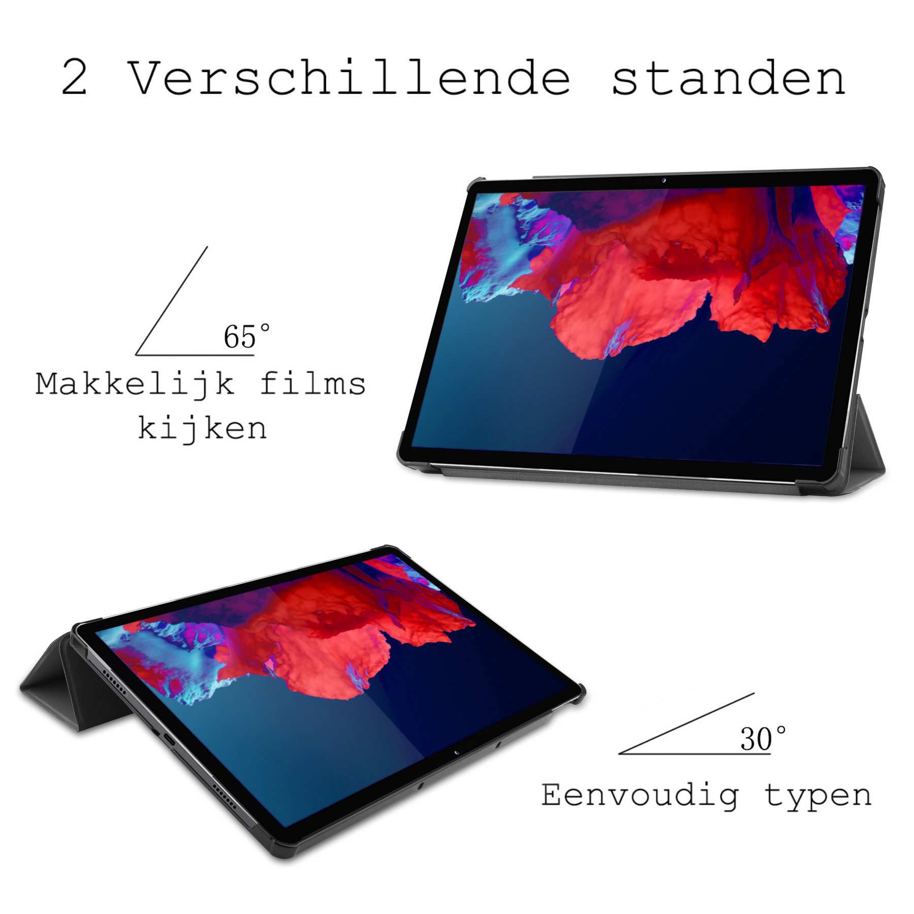 BASEY. Hoesje Geschikt voor Lenovo Tab P11 Hoes Case Tablet Hoesje Tri-fold - Hoes Geschikt voor Lenovo Tab P11 Hoesje Hard Cover Bookcase Hoes - Grijs