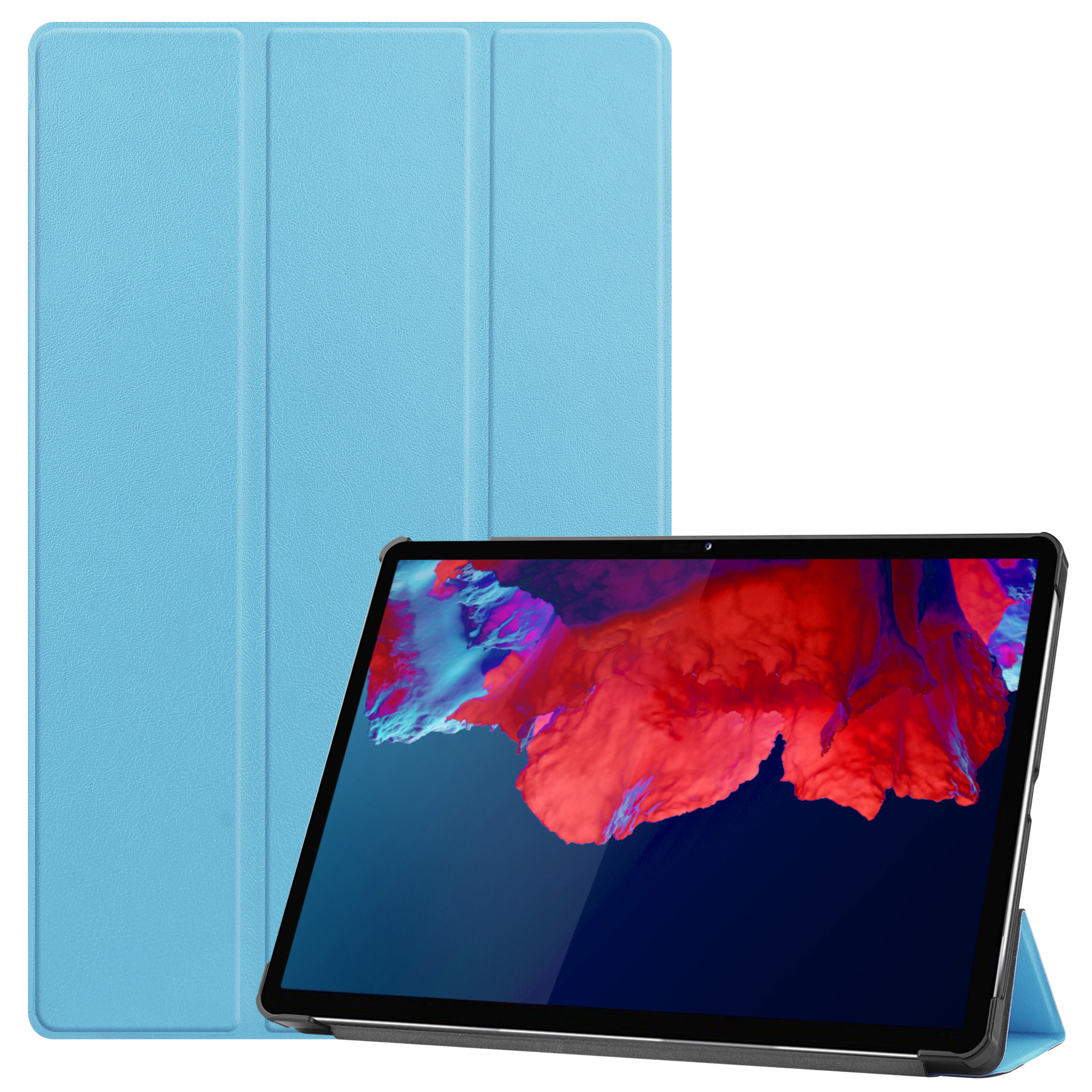 BASEY. Hoesje Geschikt voor Lenovo Tab P11 Hoes Case Tablet Hoesje Tri-fold - Hoes Geschikt voor Lenovo Tab P11 Hoesje Hard Cover Bookcase Hoes - Lichtblauw