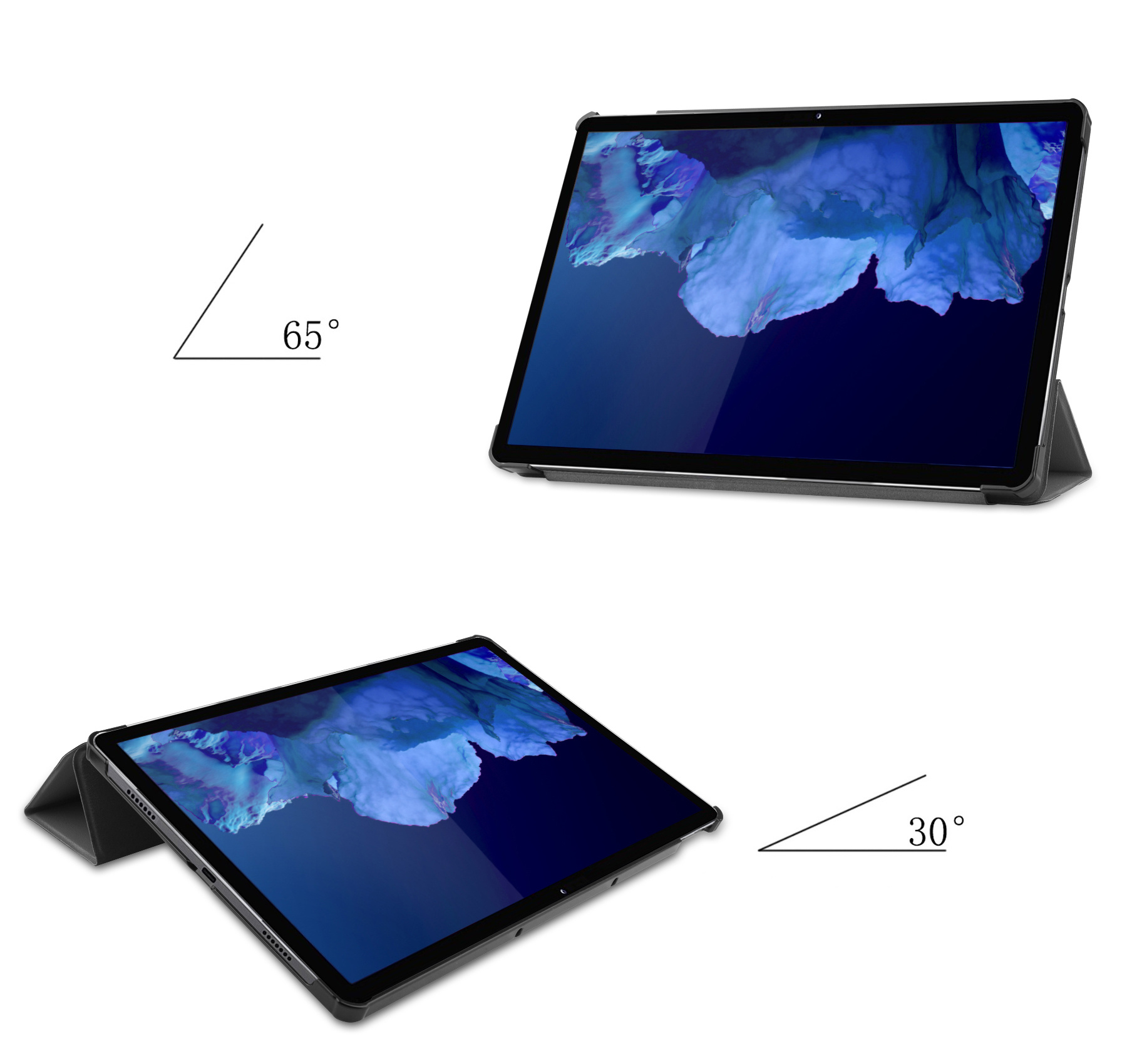 Nomfy Hoes Geschikt voor Lenovo Tab P11 Hoes Tri-fold Tablet Hoesje Case - Hoesje Geschikt voor Lenovo Tab P11 Hoesje Hardcover Bookcase - Grijs